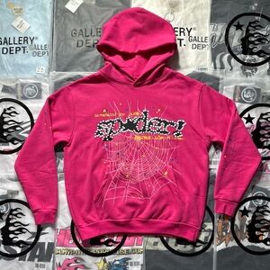Sp5der Women Vibrant Pink Graphic Hoodie